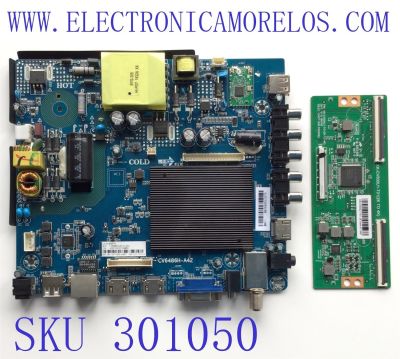 KIT DE TARJETAS PARA TV ELEMENT / MAIN FUENTE A02010002CV5486H / CV6486H-A42 / 7.D6486HA42110.3A2 / 88J13471808YA8817 / CKJH1808015 / T-CON XKCV500U1T01 2KTO4K  / XK-CV500U1-T01(2K TO 4K) / V1.8 180706 / DISPLAY CV500U1-T01 REV:01 / MODELO E2SW5018